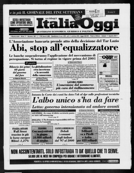 Italia oggi : quotidiano di economia finanza e politica